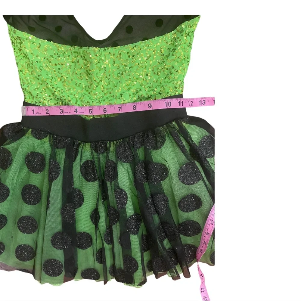 WEISSMAN Dance COSTUME Recital COMPETITION Green and Black LARGE Child 14